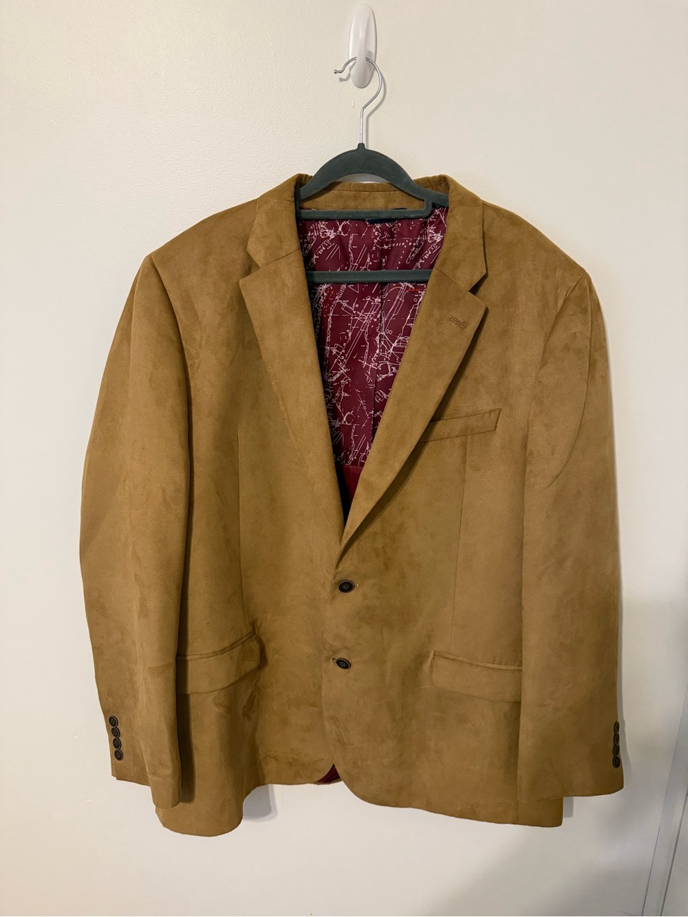 Nautica Men's Tan Suede Blazer - Classic Two-Button Style